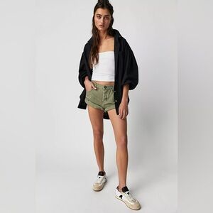 Free People X OneTeapsoon Bandits Low-Waist Denim Shorts